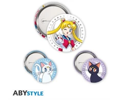 KNYGA Bookshop Sailor Moon Luna &amp; Artemis 3 Badge Pack