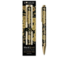 KNYGA Bookshop Uematsu Hobi: Juodas &amp; Gold Chrysanthemums Boxed Decorative Ballpoint Pen