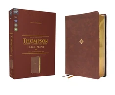 KNYGA Frank Charles Thompson NKJV, Thompson Chain-Reference Bible, Large Print, Leathersoft, Brown, Raudona Letter, Comfort Print