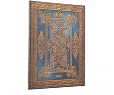 KNYGA paperblanks 2026 Mėlyna Luxe (Luxe Design) Grande 12-month Vertical Hardcover Flexi Dayplanner 2026 (Elastic Band Closure)