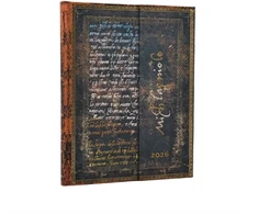 KNYGA paperblanks 2026 Michelangelo, Handwriting (Embellished Manuscripts Collection) Ultra 12-month Vertical Hardcover Flexi Dayplanner 2026 (Wrap Closure)
