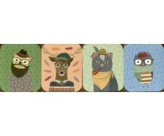 KNYGA Peony Press Staff Pocket Note Set of 4 Mini Pads: Hipster Animals