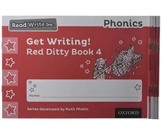 KNYGA Ruth Miskin Read Write Inc. Phonics: Get Writing! Raudona Ditty Book 4 Pack of 10