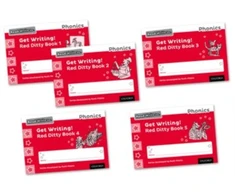 KNYGA Ruth Miskin Read Write Inc. Phonics: Get Writing! Raudona Ditty Books 1-5 Mixed Pack of 5