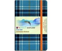 KNYGA Scotland Ron Grosset; Kinloch Anderson Mėlyna Loch Tartan: Pocket: 14 x 9cm - Waverley Scotland Tartan Cloth Commonplace Notebook/Journal
