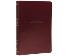 KNYGA Thomas Thomas Nelson NKJV Holy Bible, Giant Print Center-Column Reference Bible, Burgundy Leather-look, 72,000+ Cross References, Raudona Letter, Comfort Print: New King James Version