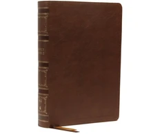 KNYGA Thomas Thomas Nelson NKJV, Single-Column Wide-Margin Reference Bible, Leathersoft, Brown, Raudona Letter, Comfort Print