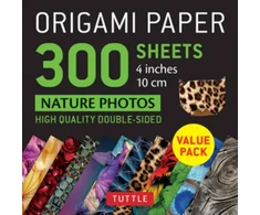 KNYGA Tuttle Publishing Staff Origami Paper 300 sheets Nature Photo Patterns 4" (10 cm)