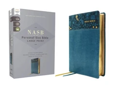 KNYGA Zondervan NASB, Personal Size Bible, Large Print, Leathersoft, Teal, Raudona Letter, 1995 Text, Comfort Print