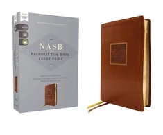 KNYGA Zondervan NASB, Personal Size Bible, Large Print, Leathersoft, Brown, Raudona Letter, 1995 Text, Comfort Print