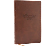KNYGA Zondervan NKJV, The Everyday Bible, Brown Leathersoft, Raudona Letter, Comfort Print