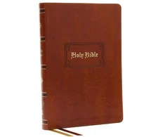 KNYGA Zondervan Publishing KJV Holy Bible: Giant Print Thinline Bible, Tan Leathersoft, Raudona Letter, Comfort Print: King James Version (Vintage Series)