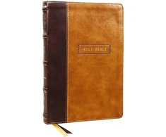 KNYGA Zondervan Publishing KJV Holy Bible with Apocrypha and 73,000 Center-Column Cross References, Brown Leathersoft, Raudona Letter, Comfort Print: King James Version