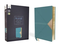 KNYGA Zondervan Publishing NASB, Thinline Bible, Leathersoft, Teal, Raudona Letter, 1995 Text, Comfort Print