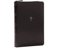 KNYGA Zondervan Publishing NKJV Compact Paragraph-Style Bible w/ 43,000 Cross References, Juodas Leathersoft with zipper, Raudona Letter, Comfort Print: Holy Bible, New King James Version