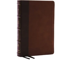 KNYGA Zondervan Publishing NKJV, Large Print Thinline Reference Bible, Mėlyna Letter, Maclaren Series, Leathersoft, Brown, Comfort Print