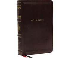 KNYGA Zondervan Publishing NKJV, Personal Size Reference Bible, Sovereign Collection, Leathersoft, Brown, Raudona Letter, Thumb Indexed, Comfort Print