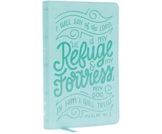 KNYGA Zondervan Publishing NKJV, Thinline Youth Edition Bible, Verse Art Cover Collection, Turquoise Leathersoft, Raudona Letter, Comfort Print