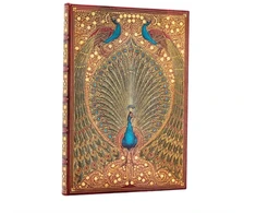 KNYGA Bookshop Hafiz’s Peacocks (Sangorski &amp; Sutcliffe) Midi Unlined Hardcover Journal (Elastic Band Closure)
