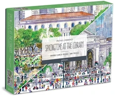 KNYGA Bookshop Michael Storrings Springtime at the Library 500 Piece Double-Sided Puzzle