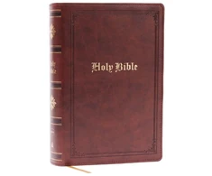 KNYGA Bookshop NKJV Bible: Personal Size Giant Print, Brown Leathersoft, Holy Bible, Raudona Letter, Comfort Print: New King James Version