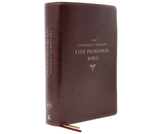 KNYGA NKJV, Charles F. Stanley Life Principles Bible, 2nd Edition, Leathersoft, Burgundy, Thumb Indexed, Comfort Print