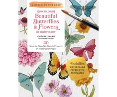 KNYGA Chithra Shaan Beautiful Butterflies and Flowers, 20 Step-by-Step No-Sketch Projects on Watercolor Paper