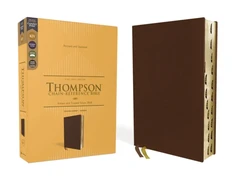 KNYGA Frank Charles Thompson KJV, Thompson Chain-Reference Bible, Genuine Leather, Calfskin, Brown, Raudona Letter, Thumb Indexed, Comfort Print