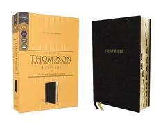 KNYGA Frank Charles Thompson KJV, Thompson Chain-Reference Bible, Handy Size, European Bonded Leather, Juodas, Raudona Letter, Thumb Indexed, Comfort Print