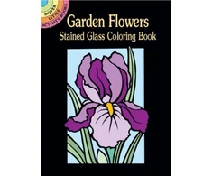 KNYGA Marty Noble Mini Garden Flowers Stained Glass Coloring Book