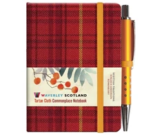 KNYGA MINI &amp; PEN 10.5CM x 7CM Waverley S.T. (S): Rowanberry Mini with Pen Pocket Genuine Tartan Cloth Commonplace Notebook