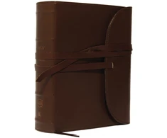 KNYGA Thomas Thomas Nelson NKJV, Journal the Word Bible, Large Print, Premium Leather, Brown, Raudona Letter