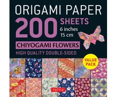 KNYGA Tuttle Tuttle Studio Origami Paper 200 sheets Chiyogami Flowers 6" (15 cm)