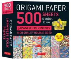 KNYGA Tuttle Tuttle Studio Origami Paper 500 sheets Japanese Folk Prints 6" (15 cm)