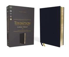 KNYGA Zondervan NASB, Thompson Chain-Reference Bible, Large Print, Leathersoft, Navy, 1995 Text, Raudona Letter, Comfort Print