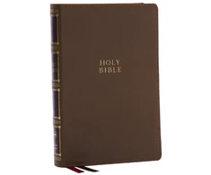 KNYGA Zondervan NKJV, Compact Center-Column Reference Bible, Brown Leathersoft, Raudona Letter, Comfort Print (Thumb Indexed)