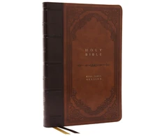 KNYGA Zondervan Publishing KJV Holy Bible: Giant Print Thinline Bible, Brown Leathersoft, Raudona Letter, Comfort Print: King James Version (Vintage Series)