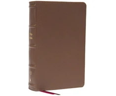 KNYGA Zondervan Publishing KJV Holy Bible: Large Print Single-Column with 43,000 End-of-Verse Cross References, Brown Genuine Leather, Personal Size, Raudona Letter, Comfort Print: King James Version
