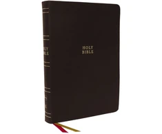 KNYGA Zondervan Publishing NKJV Holy Bible, Super Giant Print Reference Bible, Brown Bonded Leather, 43,000 Cross References, Raudona Letter, Comfort Print: New King James Version