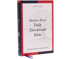 KNYGA Zondervan Publishing NKJV, Matthew Henry Daily Devotional Bible, Hardcover, Raudona Letter, Thumb Indexed, Comfort Print