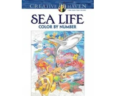 KNYGA George Toufexis Creative Haven Sea Life Color by Number Coloring Book