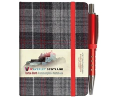KNYGA MINI &amp; PEN 10.5CM x 7CM Waverley S.T. (S): Castle Pilkas Mini with Pen Pocket Genuine Tartan Cloth Commonplace Notebook