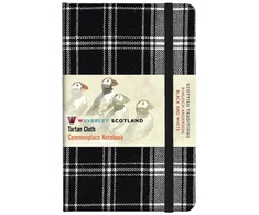 KNYGA POCKET 9CM x 14CM Waverley S.T. (M): Juodas &amp; Baltas Pocket Genuine Tartan Cloth Commonplace Notebook