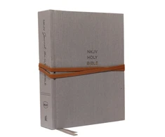 KNYGA Thomas Thomas Nelson NKJV, Journal the Word Bible, Cloth over Board, Gray, Raudona Letter, Comfort Print, Reflect, Journal, or Create Art Next to Your Favorite Verses