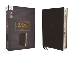 KNYGA Bookshop NASB, Thinline Bible, Leathersoft, Juodas, Raudona Letter, 2020 Text, Thumb Indexed, Comfort Print