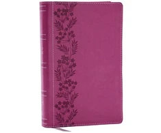 KNYGA Bookshop NKJV Personal Size Large Print Bible with 43,000 Cross References, Rožinė Leathersoft, Raudona Letter, Comfort Print