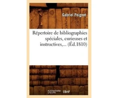 KNYGA Bookshop Repertoire de Bibliographies Speciales, Curieuses Et Instructives (Ed.1810)