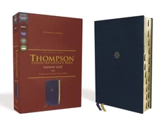 KNYGA Frank Charles Thompson NKJV, Thompson Chain-Reference Bible, Handy Size, Leathersoft, Navy, Raudona Letter, Thumb Indexed, Comfort Print