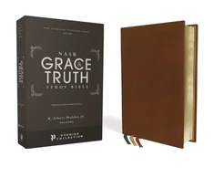 KNYGA Mohler, Jr., R. Albert NASB, The Grace and Truth Study Bible, Premium Goatskin Leather, Brown, Premier Collection, Juodas Letter, 1995 Text, Art Gilded Edges, Comfort Print