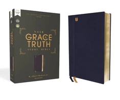 KNYGA Mohler, Jr., R. Albert NASB, The Grace and Truth Study Bible (Trustworthy and Practical Insights), Leathersoft, Navy, Raudona Letter, 1995 Text, Comfort Print